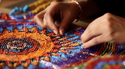  Ochre Dreamweaver, A Meditation on Earth and Sky Through Intricate Beadwork